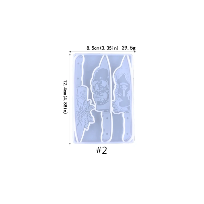 Kafatası, Bıçak ve Çiçek Şekilli Reçine Epoksi Hobi Silikon Kalıp
