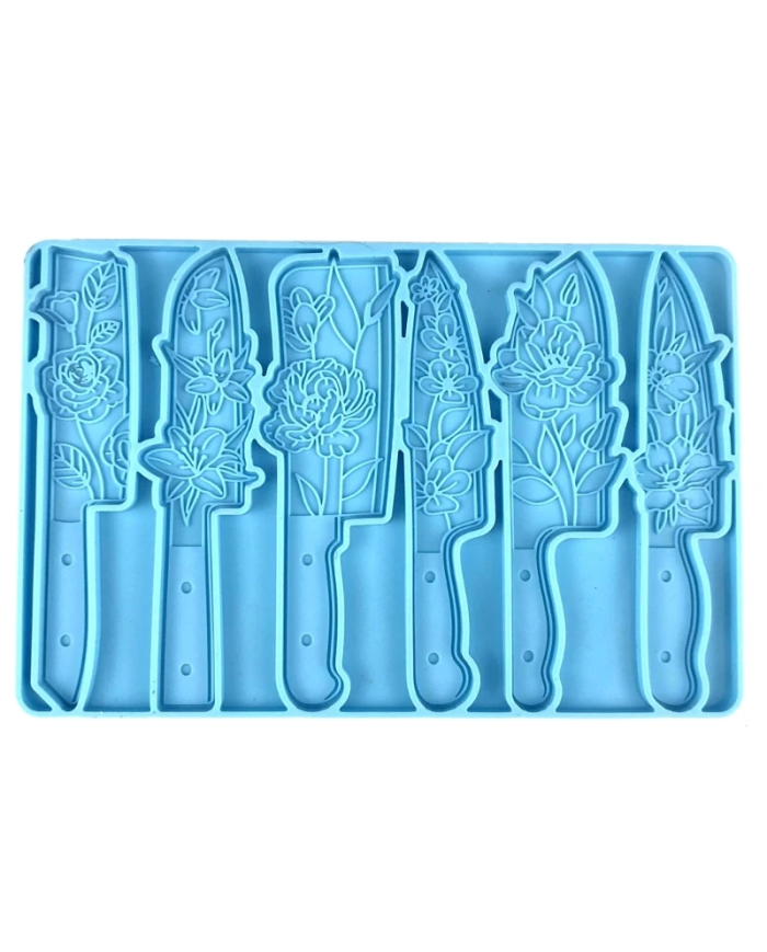 Bıçak ve Çiçek Şekilli Reçine Epoksi Hobi Silikon Kalıp - Kod: