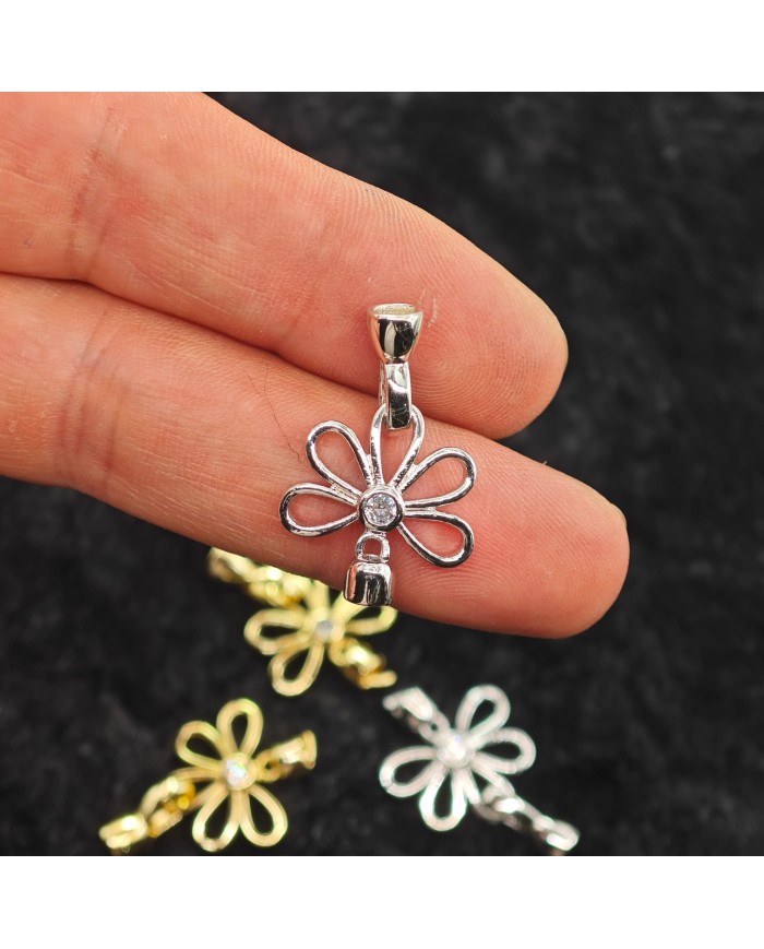 Takı Kapama Taşlı Yonca Model - Gümüş