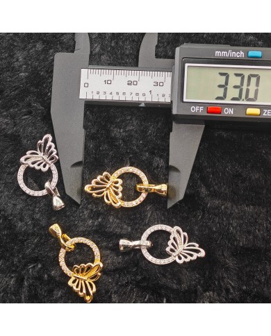 Takı Kapama Taşlı Yuvarlak Kenarı Kelebek Model - Gold