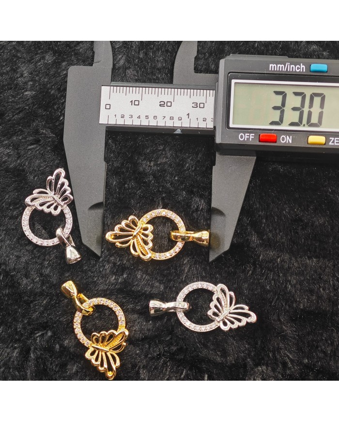 Takı Kapama Taşlı Yuvarlak Kenarı Kelebek Model - Gold
