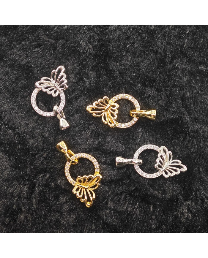 Takı Kapama Taşlı Yuvarlak Kenarı Kelebek Model - Gold