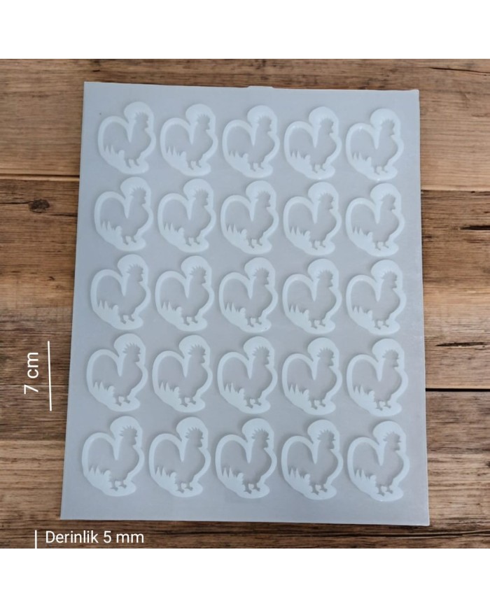 Denizli Horozu Modeli - Magnet Epoksi Beton Silikon Kalıp (