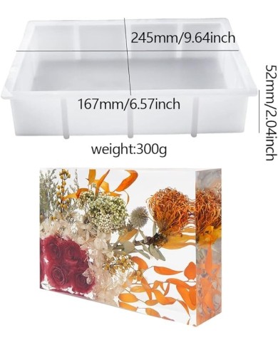 Dekoratif Silikon Kalıp Epoksi Döküm Kalıbı-Dikdörtgen -Kod:1043