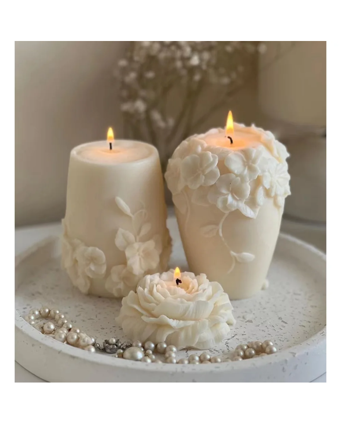 Rattan Çiçek Mum Kalıbı - Hobi Silikon Kalıbı -Kod:1187