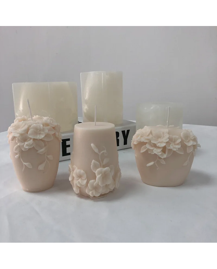 Rattan Çiçek Mum Kalıbı - Hobi Silikon Kalıbı -Kod:1187