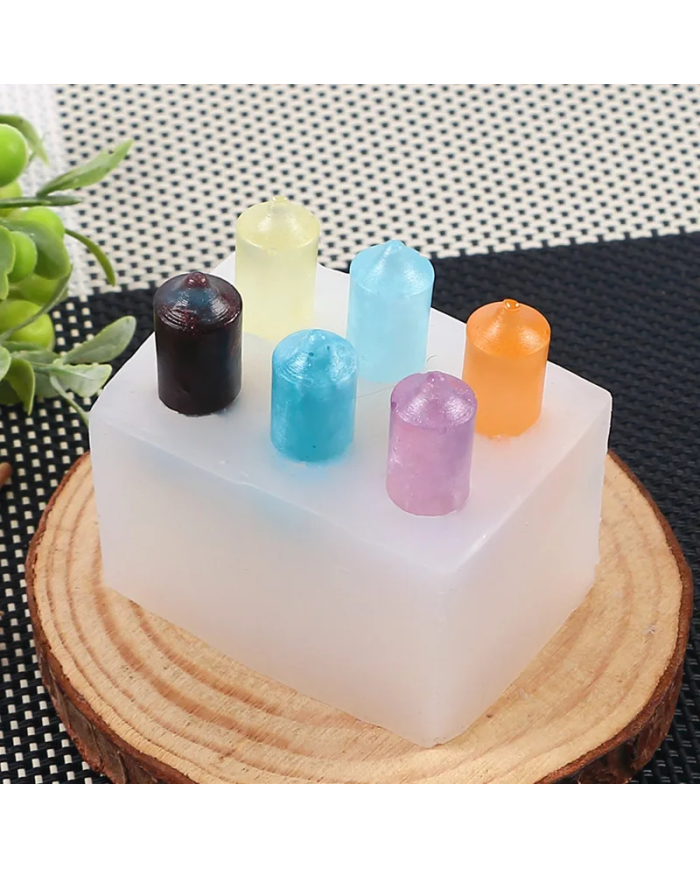 6 lı Kore Tarzı Mum Kalıbı - Hobi Silikon Kalıbı