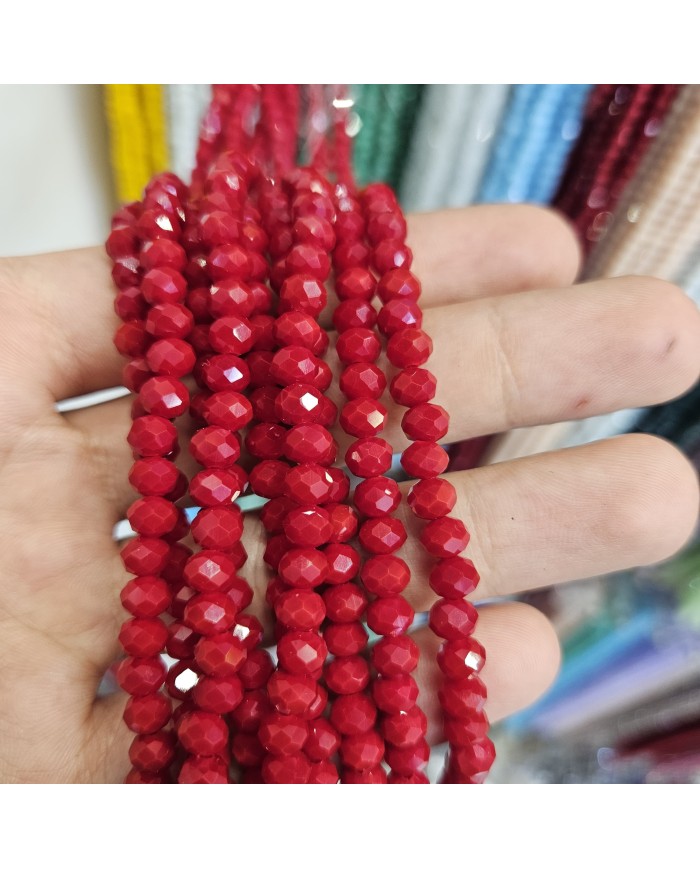 6mm İpe Dizili Kristal Boncuk Bordo - 10 Dizi