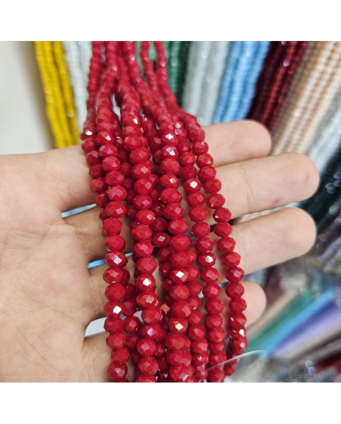 6mm İpe Dizili Kristal Boncuk Bordo - 10 Dizi