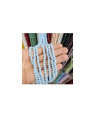 6mm İpe Dizili Kristal Boncuk Mat Bebe Mavisi - 10 Dizi