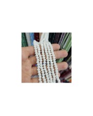 6mm İpe Dizili Kristal Boncuk Mat Janjanlı Beyaz - 10 Dizi