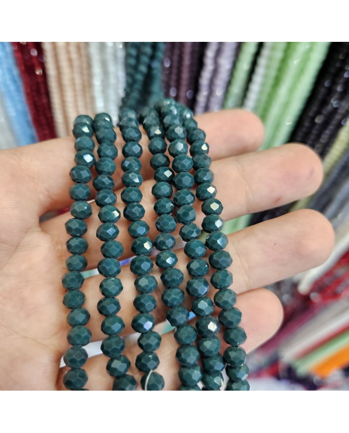 6mm İpe Dizili Kristal Boncuk Mat Hürrem Yeşili - 10 Dizi