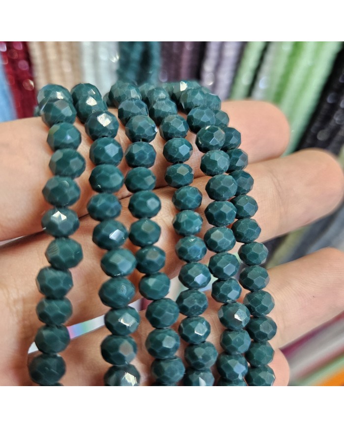 6mm İpe Dizili Kristal Boncuk Mat Hürrem Yeşili - 10 Dizi