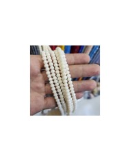 6mm İpe Dizili Kristal Boncuk Mat Krem - 10 Dizi