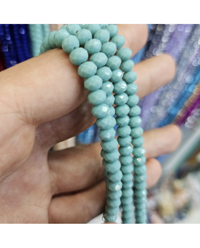 6mm İpe Dizili Kristal Boncuk Mat Açık İndigo - 10 Dizi