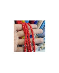 6mm İpe Dizili Kristal Boncuk Mat Kırmızı - 10 Dizi