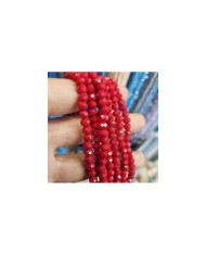 6mm İpe Dizili Kristal Boncuk Mat Kırmızı - 10 Dizi