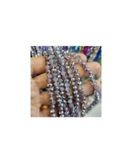 6mm İpe Dizili Kristal Boncuk Aynalı Gümüş - 10 Dizi