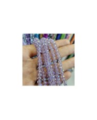 6mm İpe Dizili Kristal Boncuk Şeffaf Janjanlı Lila - 10 Dizi