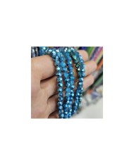 6mm İpe Dizili Kristal Boncuk Metalik Kaplama Turkuaz - 10 Dizi