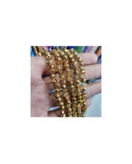 6mm İpe Dizili Kristal Boncuk Metalik Kaplama Gold - 10 Dizi
