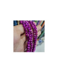 6mm İpe Dizili Kristal Boncuk Metalik Kaplama Fuşya - 10 Dizi