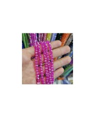 6mm İpe Dizili Kristal Boncuk Şeffaf Janjanlı Fuşya - 10 Dizi