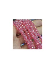 6mm İpe Dizili Kristal Boncuk Şeffaf Janjanlı Koyu Pembe - 10 Dizi