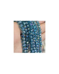 6mm İpe Dizili Kristal Boncuk Şeffaf Janjanlı İndigo - 10 Dizi