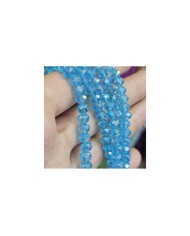 6mm İpe Dizili Kristal Boncuk Şeffaf Janjanlı Bebe Mavisi - 10 Dizi