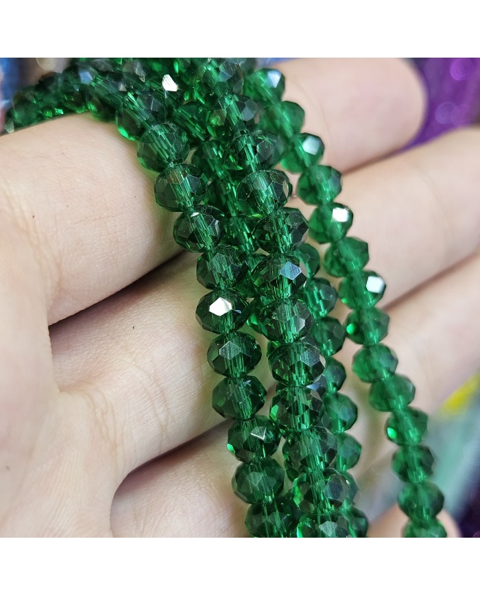 6mm İpe Dizili Kristal Boncuk Şeffaf Hürrem Yeşili - 10 Dizi