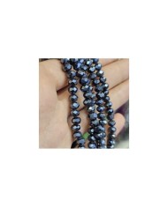 6mm İpe Dizili Kristal Boncuk Metalik Kaplama Antrasit - 10 Dizi