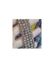 6mm İpe Dizili Kristal Boncuk Şeffaf Janjan Bal Rengi - 10 Dizi