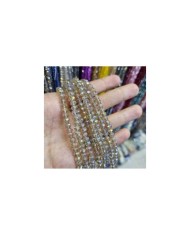 6mm İpe Dizili Kristal Boncuk Şeffaf Janjan Bal Rengi - 10 Dizi