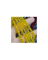 6mm İpe Dizili Kristal Boncuk Şeffaf Limon Sarısı - 10 Dizi