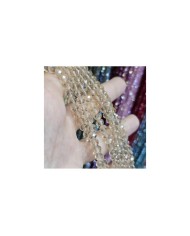 6mm İpe Dizili Kristal Boncuk Şeffaf Krem - 10 Dizi