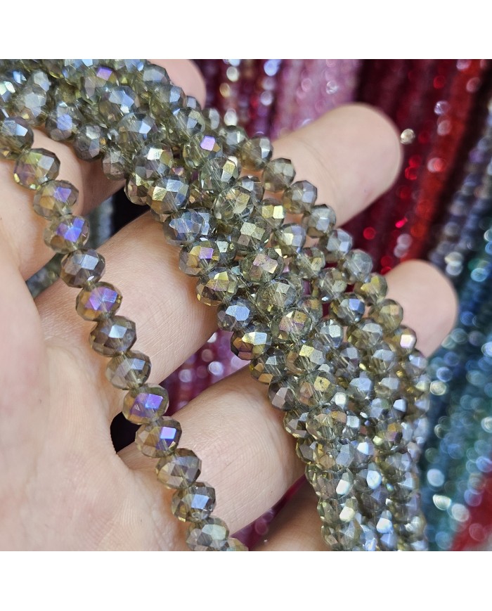 6mm İpe Dizili Kristal Boncuk Şeffaf Janjan Nefti - 10 Dizi