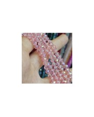 6mm İpe Dizili Kristal Boncuk Şeffaf Az Janjan Pembe - 10 Dizi