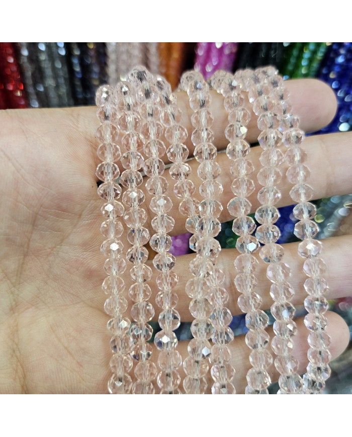 6mm İpe Dizili Kristal Boncuk Siyah - 10 Dizi