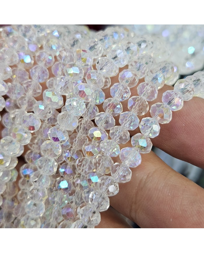 6mm İpe Dizili Kristal Boncuk Siyah - 10 Dizi