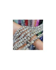6mm İpe Dizili Kristal Boncuk Metalik Kaplama Çift Renk Gümüş - 10