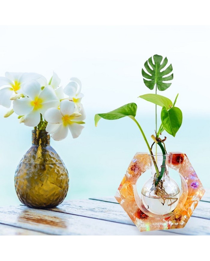 Altıgen Saksı Epoksi Kalıbı - Hobi Silikon Kalıbı - Kod: 1210