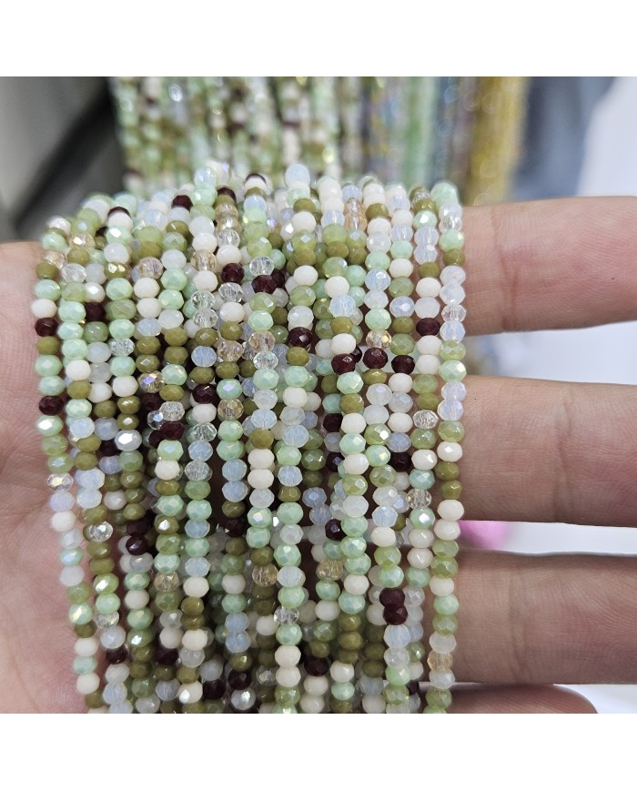 3mm İpe Dizili Kaplamalı Mix Kristal Boncuk Renk Kodu YBK - 1 Dizi