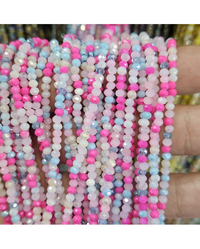 3mm İpe Dizili Kaplamalı Mix Kristal Boncuk  Renk Kodu PMK - 1 Dizi