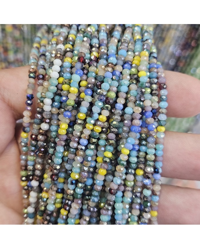 3mm İpe Dizili Kaplamalı Mix Kristal Boncuk  Renk Kodu KMIX - 1 Dizi