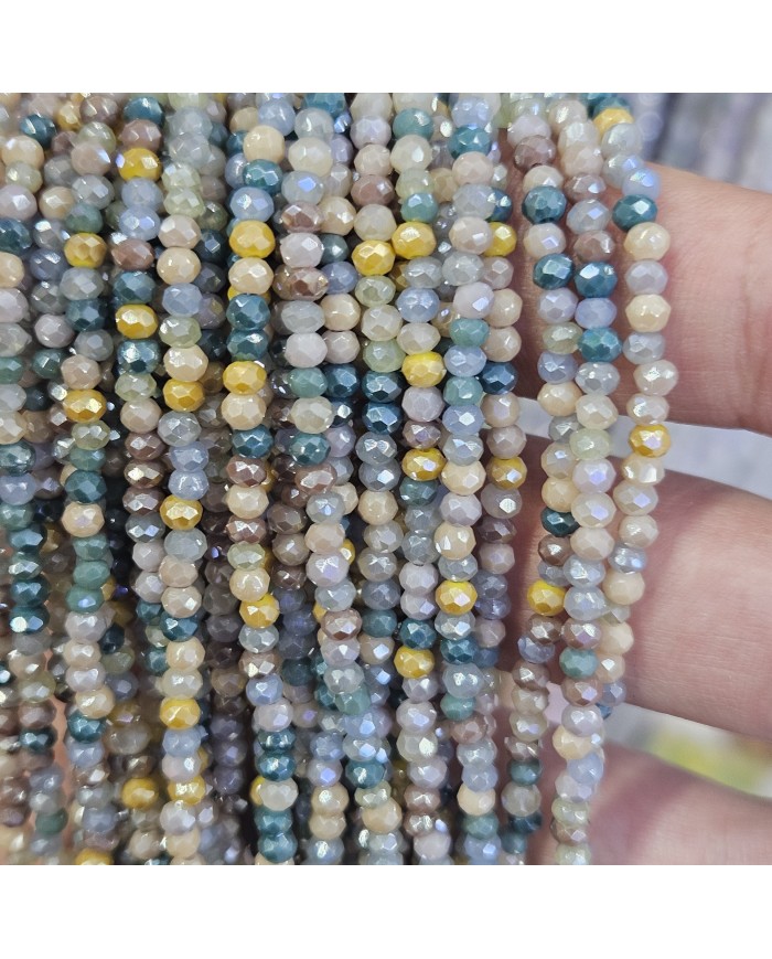 3mm İpe Dizili Kaplamalı Mix Kristal Boncuk  Renk Kodu JTKMS - 1 Dizi