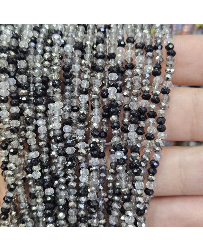 3mm İpe Dizili Kaplamalı Mix Kristal Boncuk Renk Kodu JŞSB - 1 Dizi