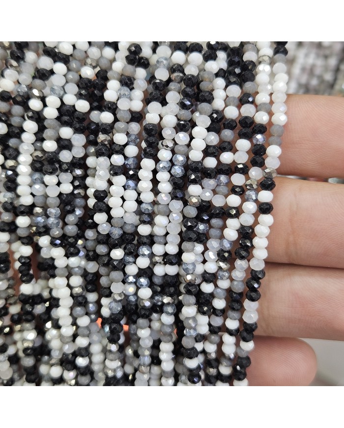 3mm İpe Dizili Kaplamalı Mix Kristal Boncuk Renk Kodu BGS - 1 Dizi