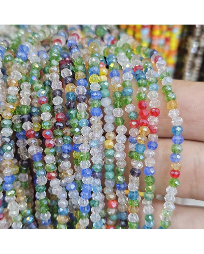 3mm İpe Dizili Kaplamalı Mix Kristal Boncuk Renk Kodu AFYS - 1 Dizi