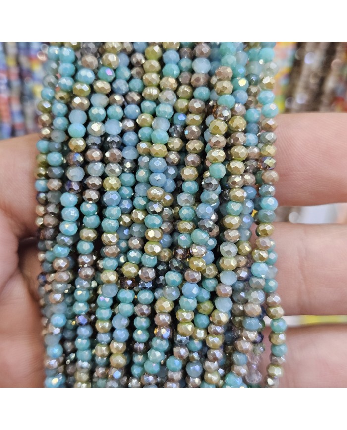 3mm İpe Dizili Kaplamalı Mix Kristal Boncuk Renk Kodu KBMF - 1 Dizi